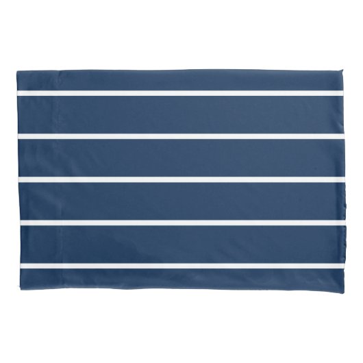 Navy Dark Blue Stripes Pillowcase 枕カバー (正面)