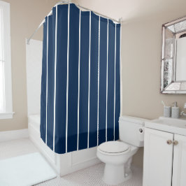 Navy Dark Blue Stripes Shower Curtain シャワーカーテン