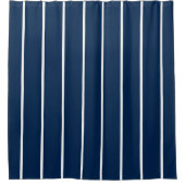 Navy Dark Blue Stripes Shower Curtain シャワーカーテン (正面)