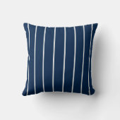 Navy Dark Blue Stripes Throw Pillow クッション (裏面)