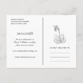 NAVY DESERT CACTI SUCCULENT SKETCH SAVE THE DATE 案内ポストカード (裏面)