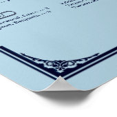 Navy Dusty Blue Alphabetical Wedding Seating Chart ポスター (角)