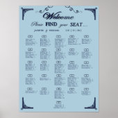 Navy Dusty Blue Alphabetical Wedding Seating Chart ポスター (正面)