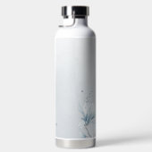 navy dusty blue flowers botanical  ウォーターボトル (右面)