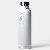 navy dusty blue flowers botanical  ウォーターボトル (左面)