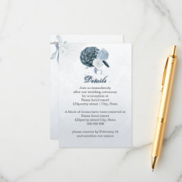 navy dusty blue flowers botanical  details エンクロージャーカード