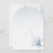 navy dusty blue flowers botanical wedding 招待状 (裏面)