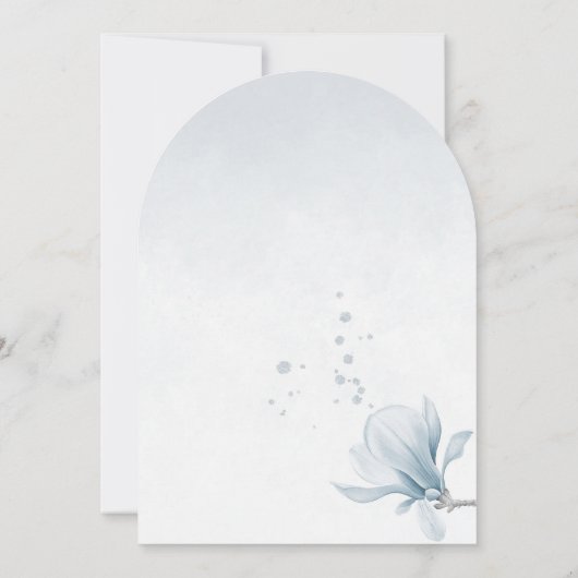 navy dusty blue flowers botanical wedding 招待状 (裏面)