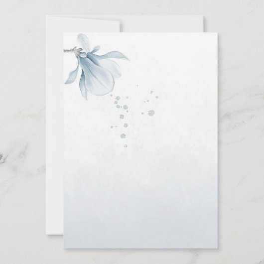 navy dusty blue flowers botanical wedding 招待状 (裏面)