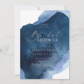 Navy Dusty Blue Ocean & Blush Bridal Shower 招待状 (正面)
