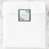 Navy Dusty Pink Rose Blue Floral Gold Frame スクエアシール (バッグ)