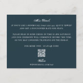 Navy Editable QR Code Double Side Details Wedding エンクロージャーカード (裏面)