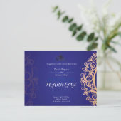 Navy Elegant Blue Muslim wedding Invitation  ポストカード (スタンド正面)