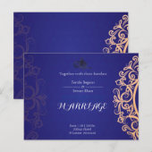 Navy Elegant Blue Muslim wedding Invitation  ポストカード (正面/裏面)