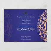Navy Elegant Blue Muslim wedding Invitation  ポストカード (正面)