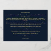 Navy Elegant Gold 2 Photos Sophisticated Wedding 箔招待状 (裏面)