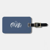 Navy Elegant Gothic Monogram Name Medieval Typo ラゲッジタグ (正面横)