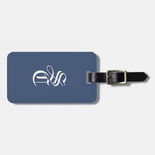 Navy Elegant Gothic Monogram Name Medieval Typo ラゲッジタグ (正面横)