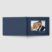 Navy Elegant Modern Simple Script Photo Wedding ゲストブック (全面)