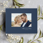 Navy Elegant Modern Simple Script Photo Wedding ゲストブック