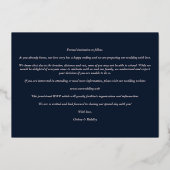 Navy Elegant Rose Gold 2 Photos Sophisticated  箔招待状 (裏面)