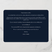 Navy Elegant Silver 2 Photos Sophisticated Wedding 箔招待状 (裏面)