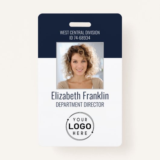 Navy Employee Photo ID Companyロゴセキュリティ バッジ (正面)