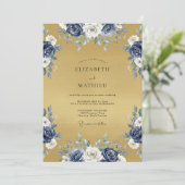 Navy Ethereal Flourish Wedding 招待状 (スタンド正面)