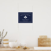 Navy Fleur de Lis Wedding Poster ポスター (キッチン)