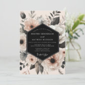 Navy Floral Ethereal Wedding 招待状 (スタンド正面)