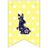 Navy Floral Folk-Art Bunny Easter Bunting バンティングフラッグ (第2の旗)