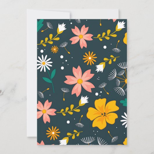 Navy Floral Garden Whimsical Spring Pattern シーズンカード (正面)