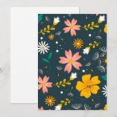 Navy Floral Garden Whimsical Spring Pattern シーズンカード (正面/裏面)