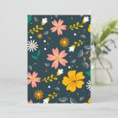 Navy Floral Garden Whimsical Spring Pattern シーズンカード (スタンド正面)