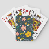 Navy Floral Garden Whimsical Spring Pattern トランプ (裏面)