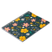 Navy Floral Garden Whimsical Spring Pattern ノートブック (左側)