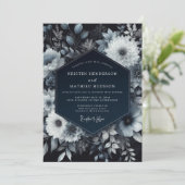Navy Floral Moody Romance Wedding 招待状 (スタンド正面)
