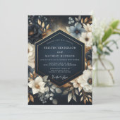 Navy Floral Opulent Wedding 招待状 (スタンド正面)