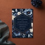 Navy Floral Opulent Wedding 招待状