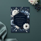 Navy Floral Romance Wedding 招待状