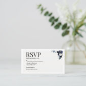 Navy Floral RSVP Card エンクロージャーカード (スタンド正面)