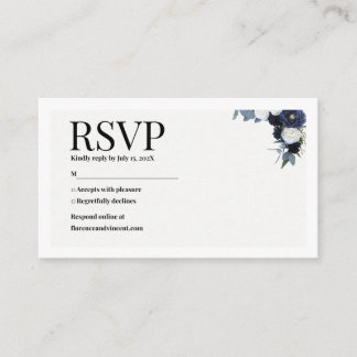 Navy Floral RSVP Card エンクロージャーカード