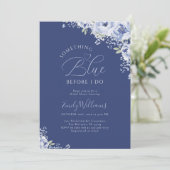 Navy Floral Something Blue Bridal Shower 招待状 (スタンド正面)