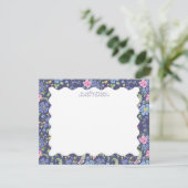 Navy Floral Wavy Frame Note Card 招待状 (スタンド正面)
