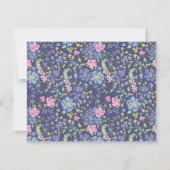 Navy Floral Wavy Frame Note Card 招待状 (裏面)