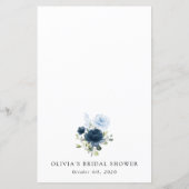 Navy Flowers, Blue Flowers, Bridal Shower Menu (裏面)