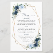 Navy Flowers, Blue Flowers, Bridal Shower Menu (正面)