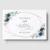 Navy Flowers, Blue Flowers, Greenery, Birthday ゲストブック (正面)