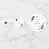 Navy Flowers, Blue Flowers, Greenery, Birthday コンフェッティ (正面)