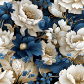 Navy Flowers Ivory Dining Table Runner ロングテーブルランナー